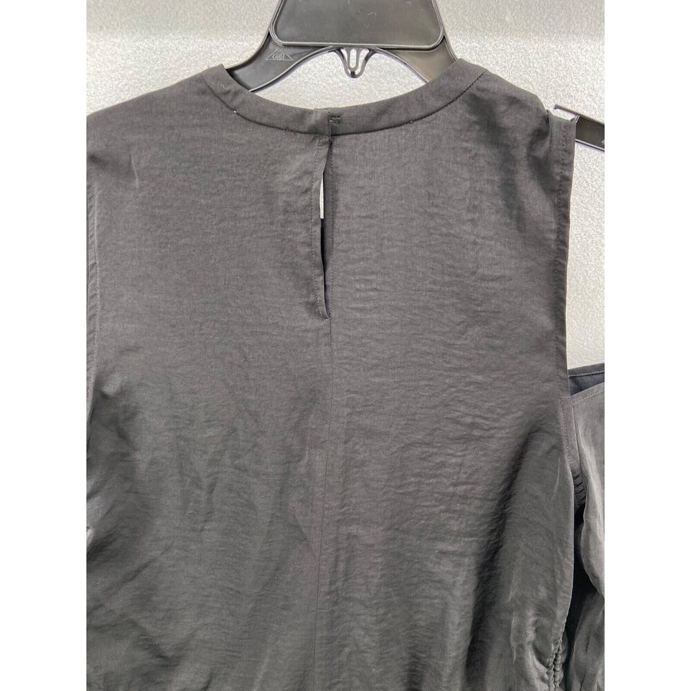NWT Open Edit Shirt Women's Sz Small Black One Shoulder Ruched Side with Ties - Picture 12 of 12